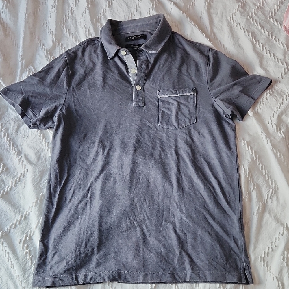 Mens Banana Republic Light Blue Luxury Touch Polo Shirt